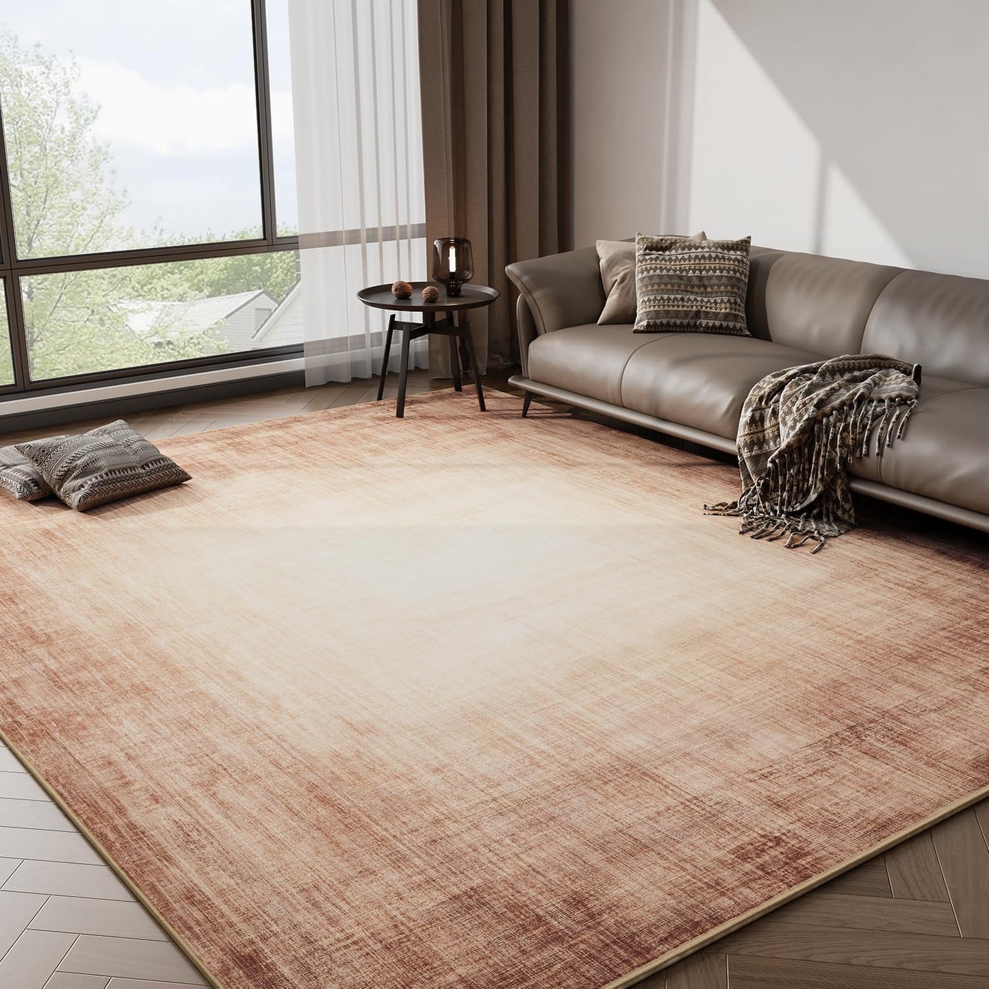 Modern Rug Red Abstract Non Slip Modern Living Room Kitchen and Bedroom