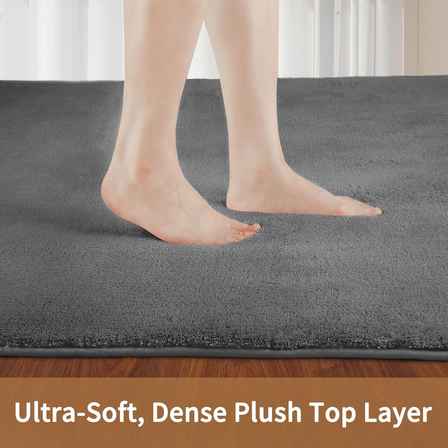 Shag Rug Extra Large Soft Fluffy Washable Area Rug Dark Grey