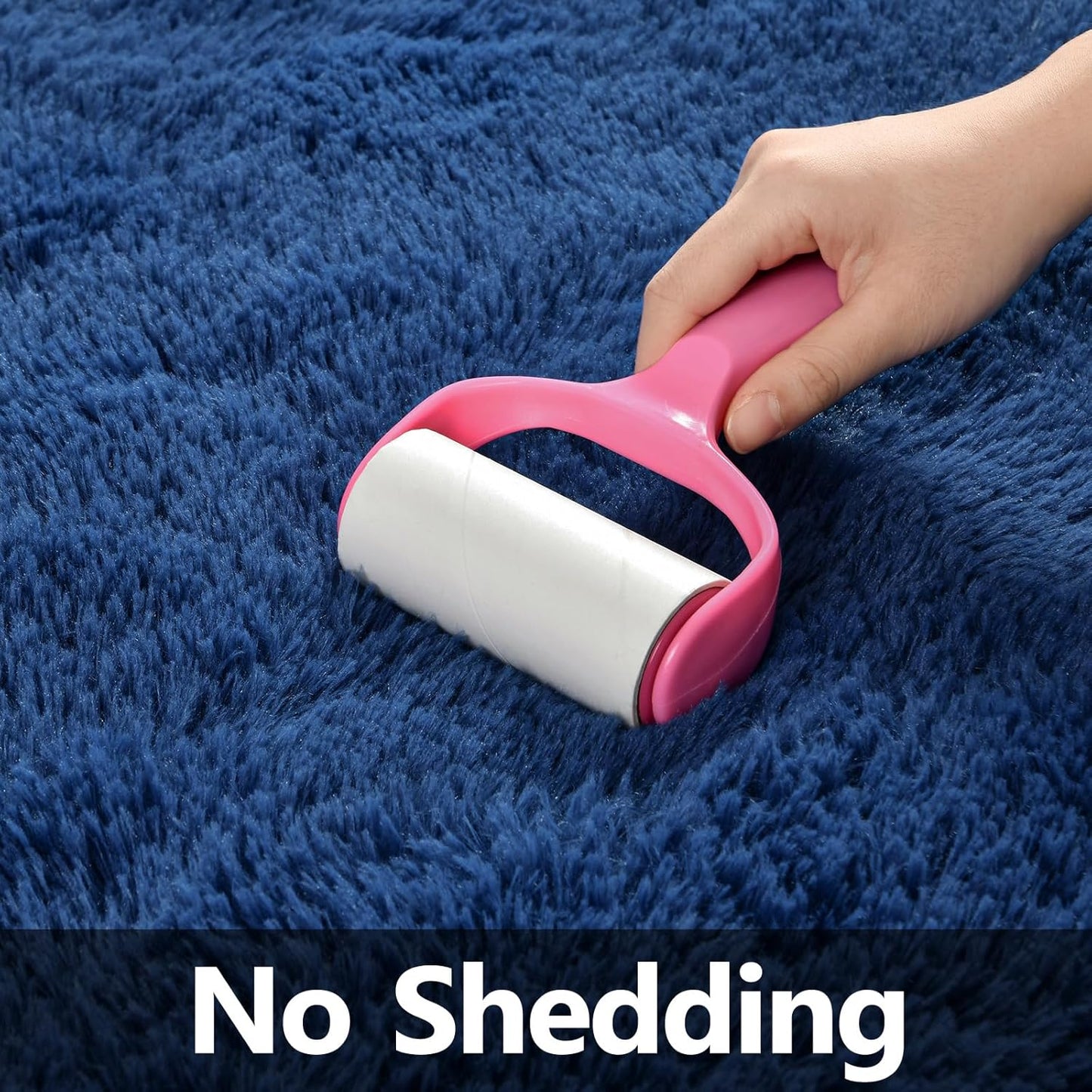 Navy Blue Shag Rug Plain, Shiny, Cozy, Soft Rug - rgc008