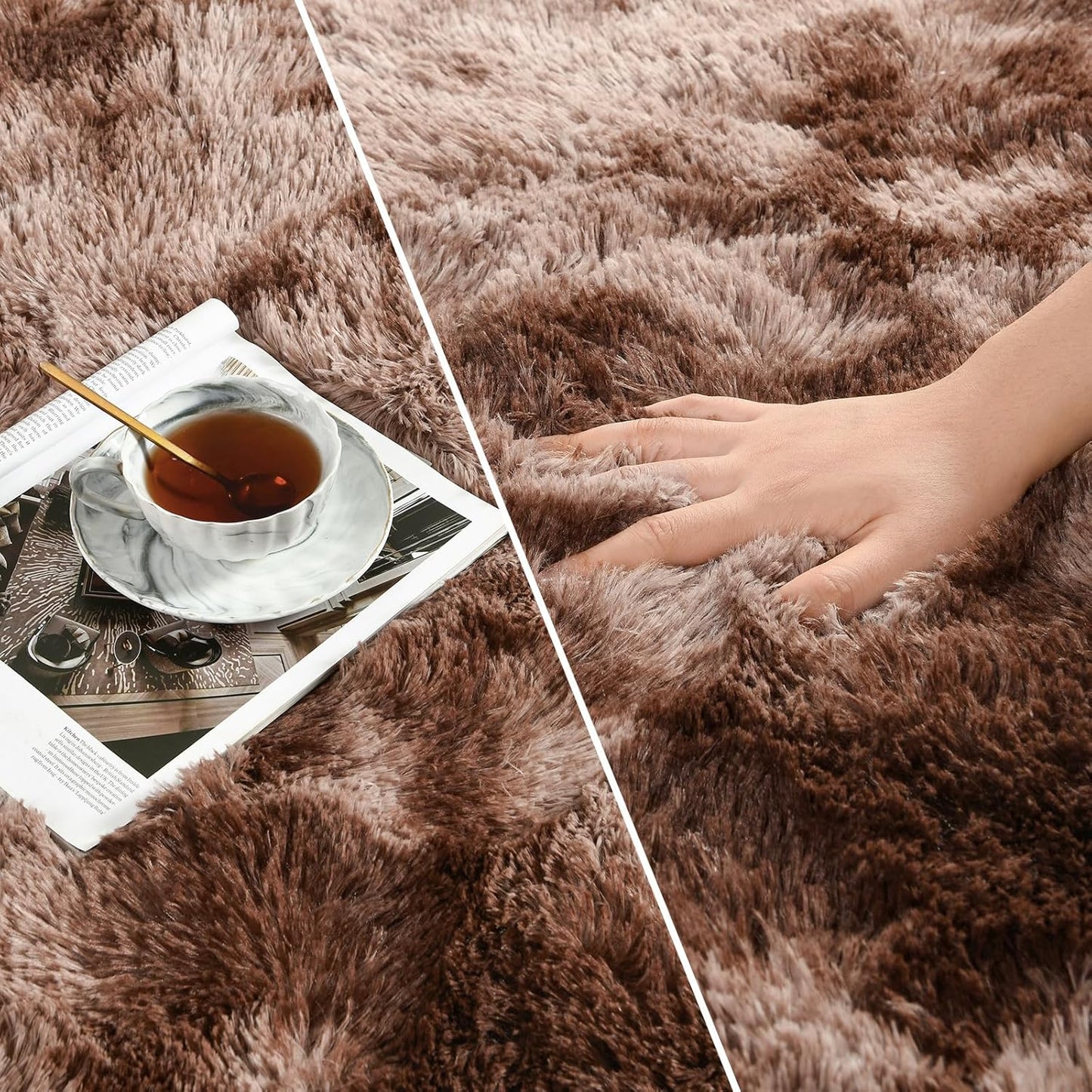 Cloud Brown Shag Rug, Modern Soft Area Rug - rgc005