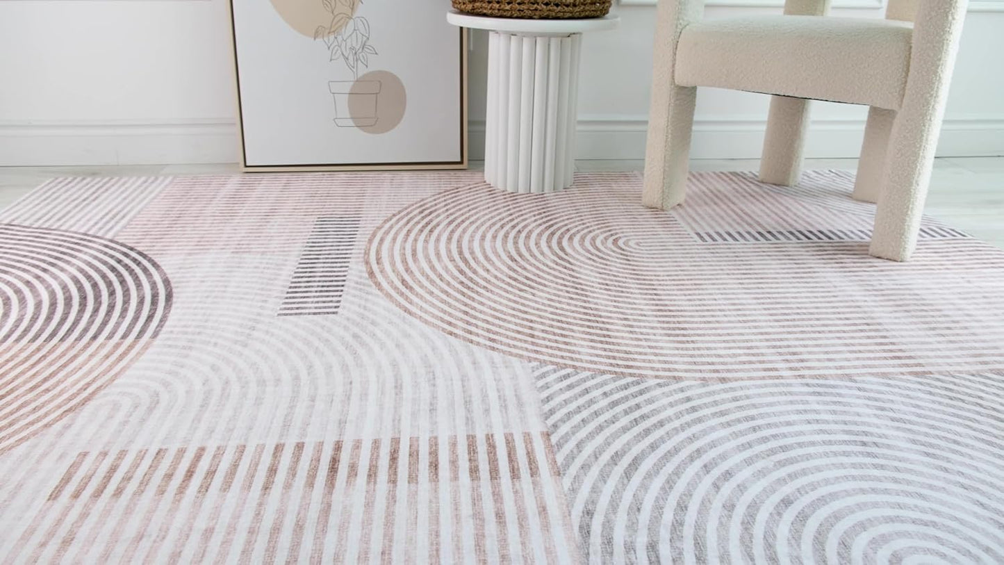 Modern Minimalist Area Rug Beige Modern Living Room Kitchen and Bedroom Rug