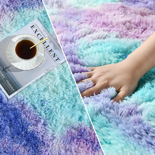 Cloud Rainbow Multicolor Shag Rug, Cute, Fluffy, Soft Rug - rgc0011