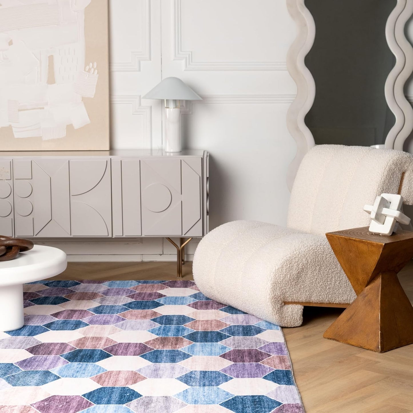 Modern Purple Rug Geometric Living Room Kitchen and Bedroom