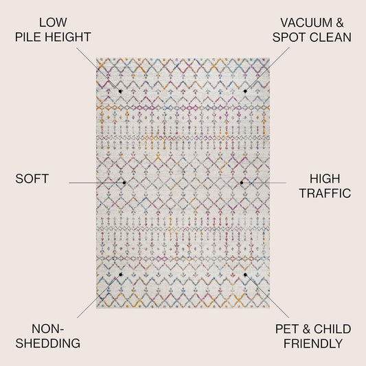 Bohemian Rug Classic 4x6 Beige and Multi Colors Area Carpet