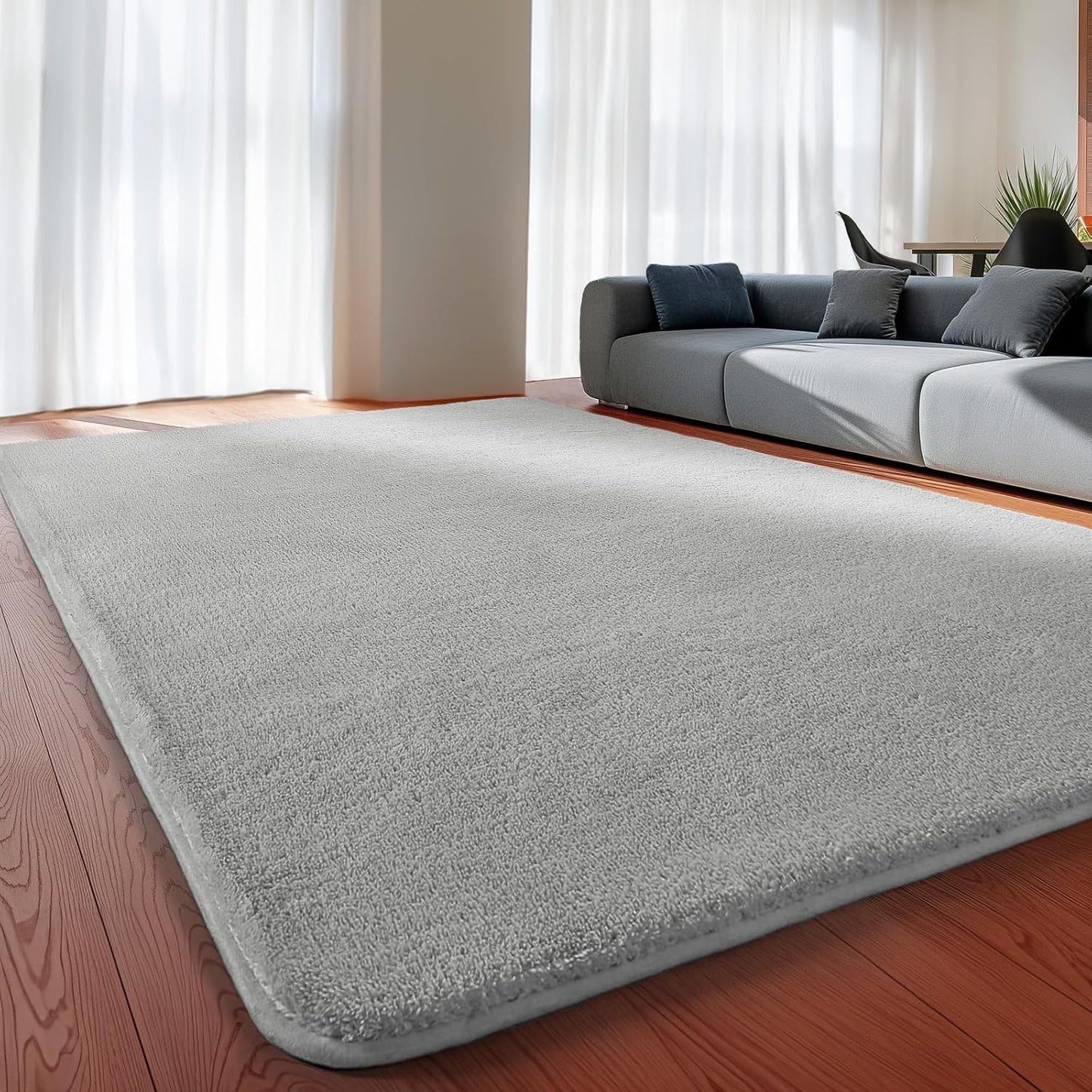 Shag Rug Extra Large Soft Fluffy Washable Area Rug Grey