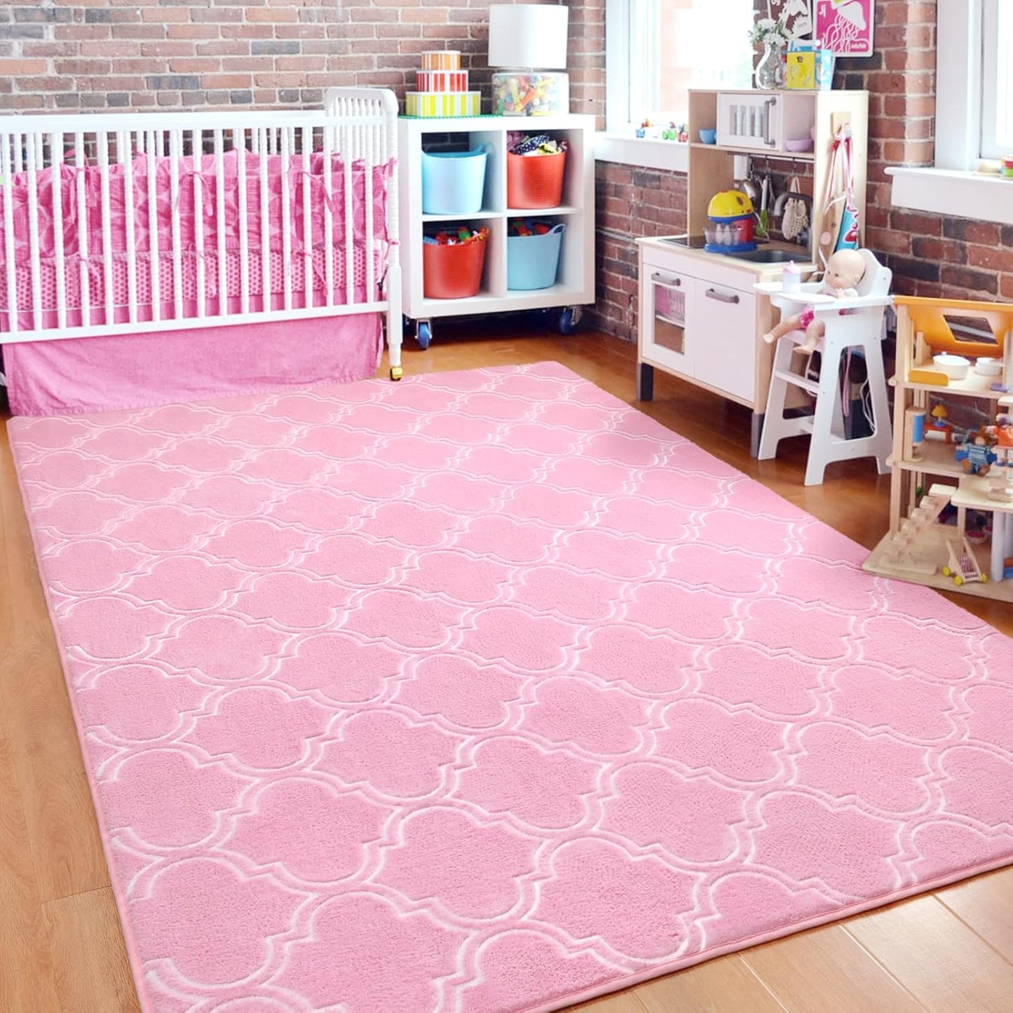 Pink And White Area Rug