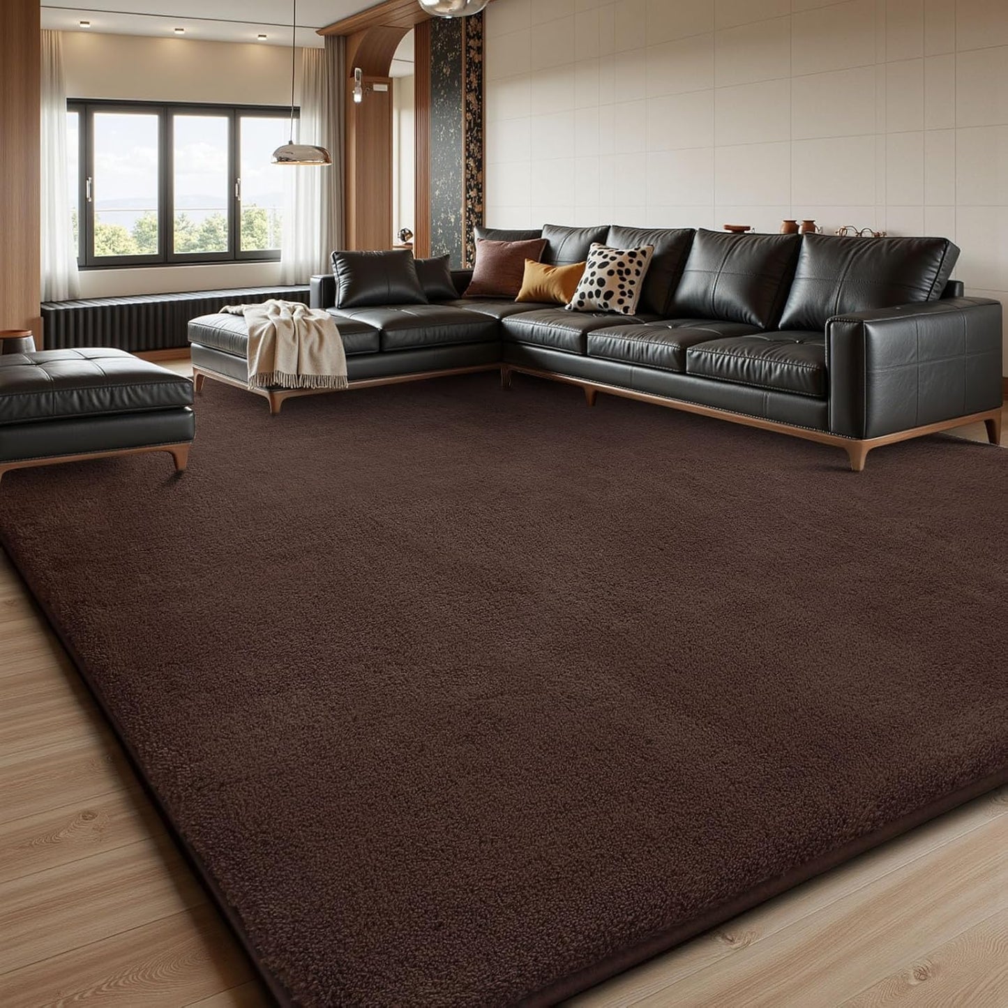 Shag Rug Extra Large Soft Fluffy Washable Area Rug Brown