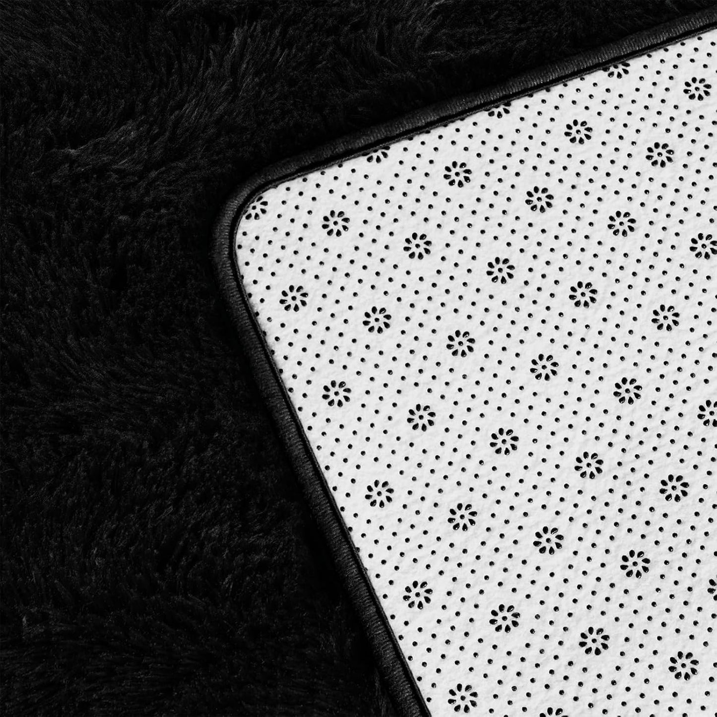 Black Shag Rug Plain, Modern, Fluffy, Soft Rug - rgc009