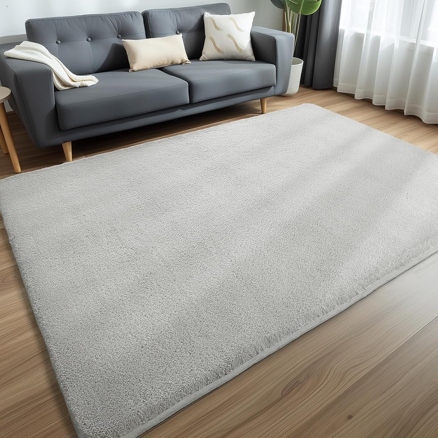 Shag Rug Extra Large Soft Fluffy Washable Area Rug Grey
