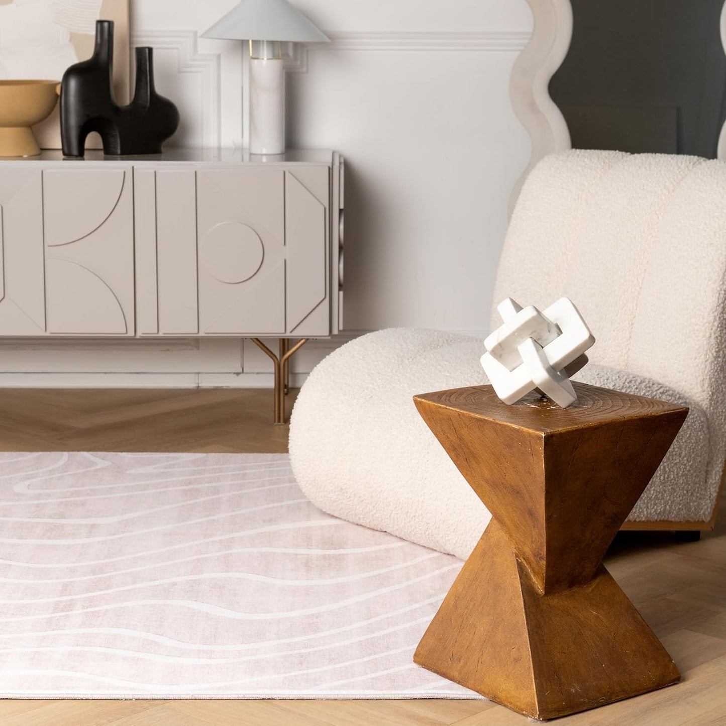 Modern Beige Cream Rug Boho Modern Living Room Kitchen and Bedroom