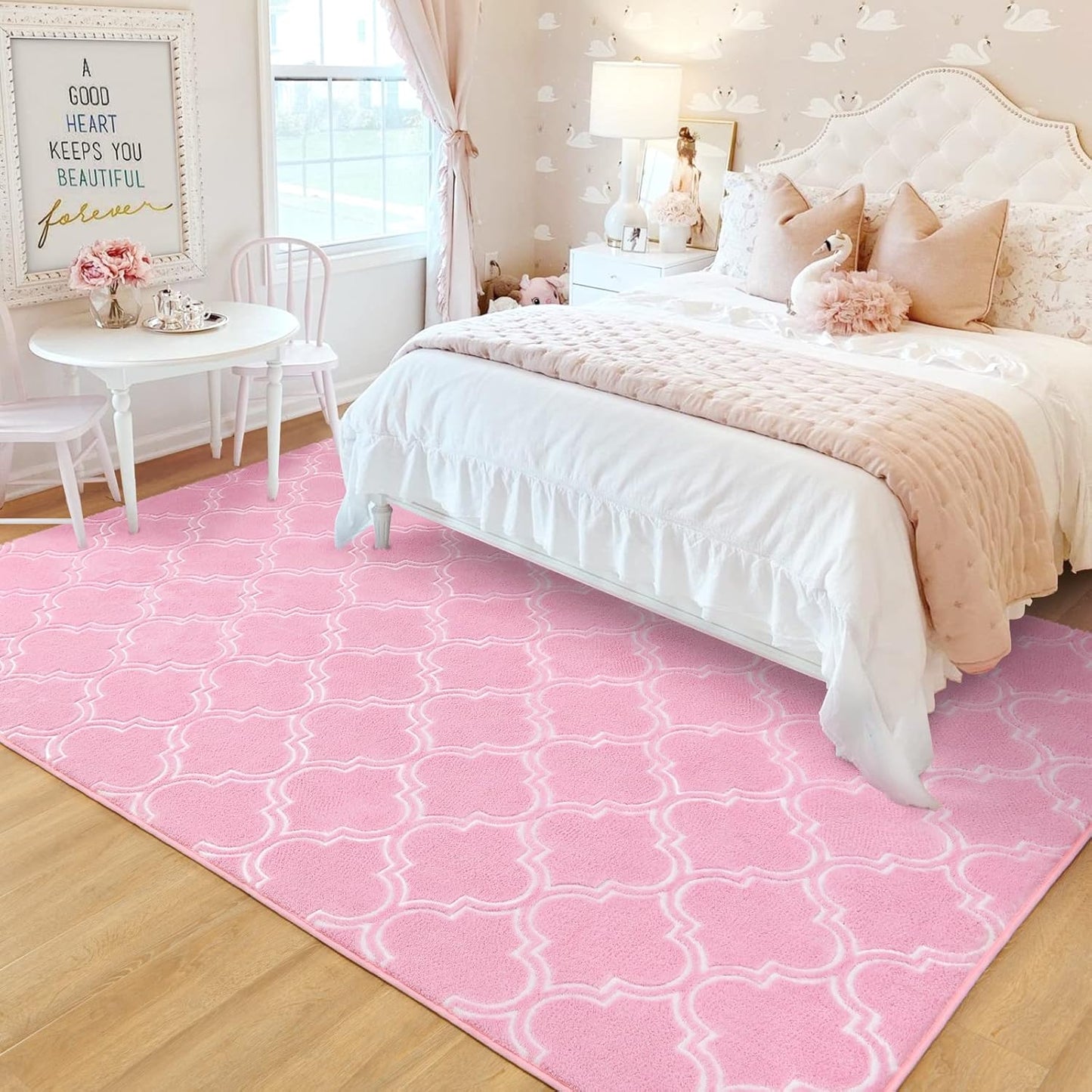Pink And White Area Rug