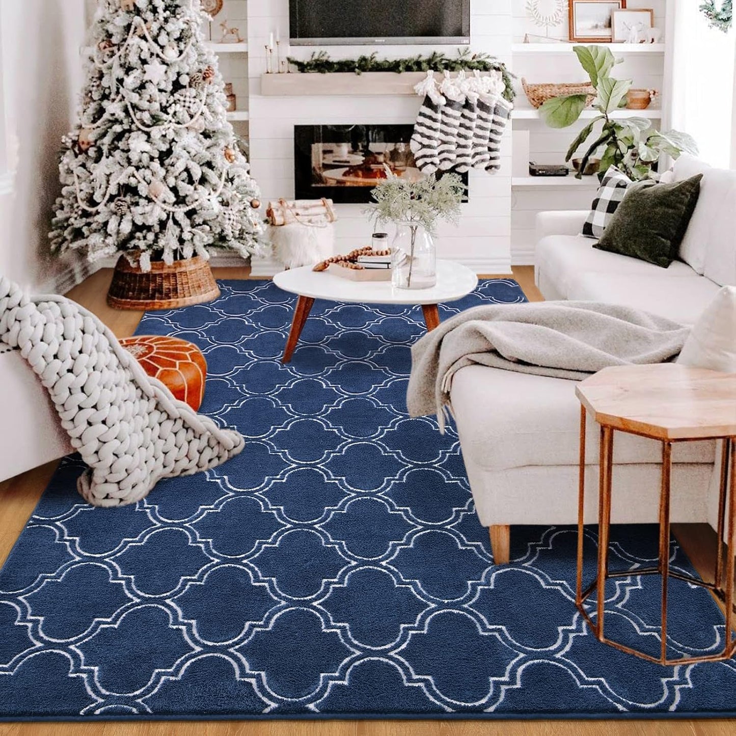 Navy Blue And White Area Rug
