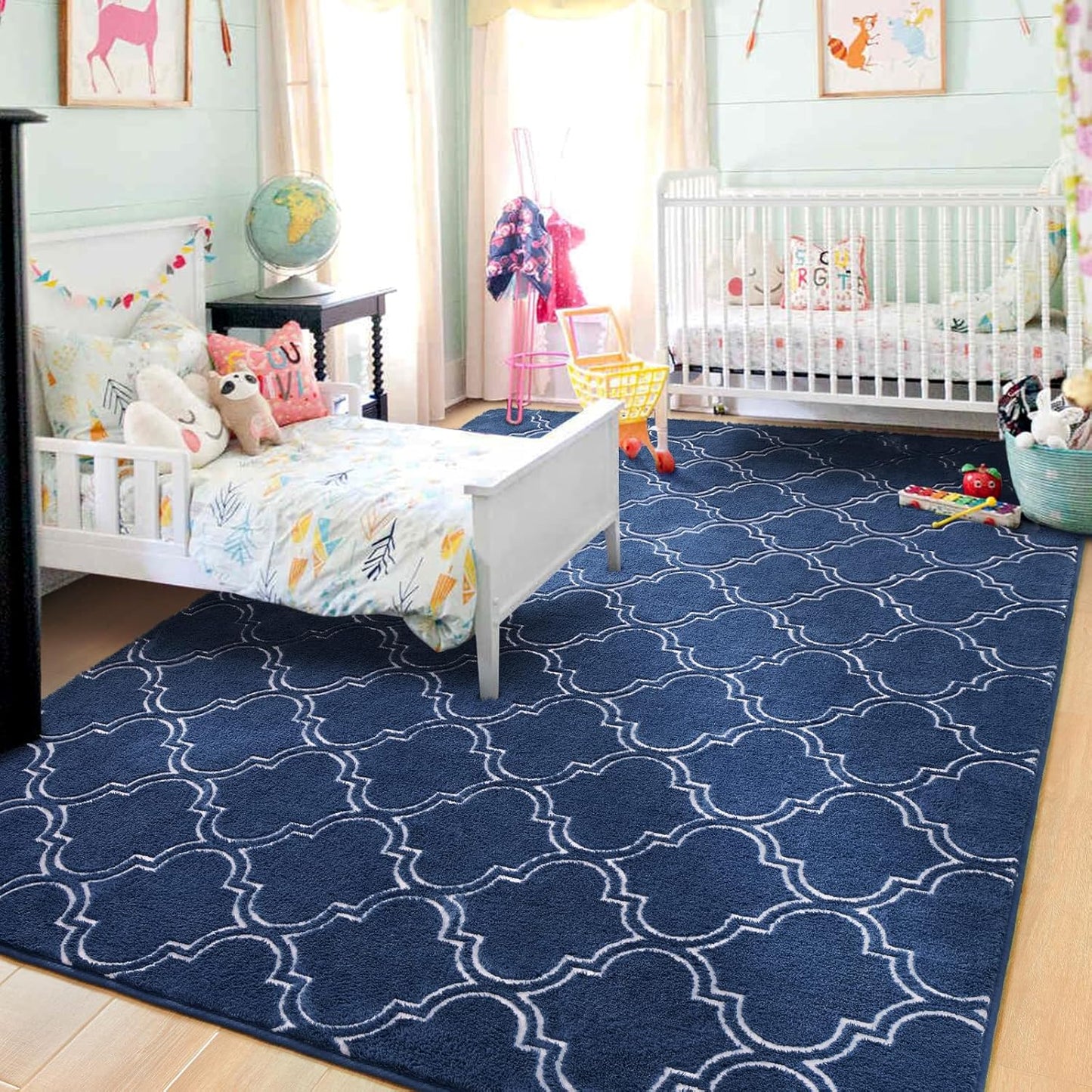 Navy Blue And White Area Rug