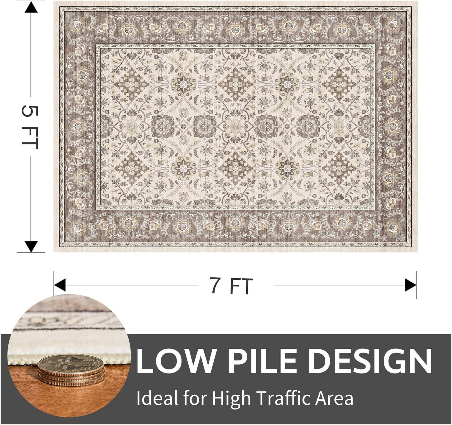 Floral Vintage Rug Living Room and Bedroom