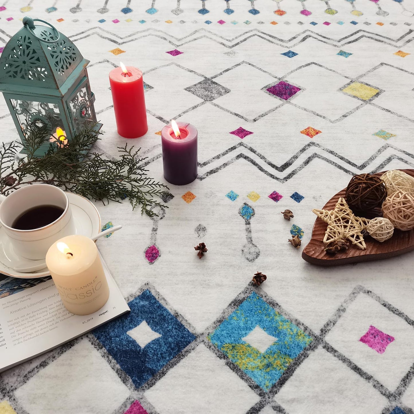 Modern Washable Rug Boho Inspired Non-Slip Multicolor Area Rug Carpet