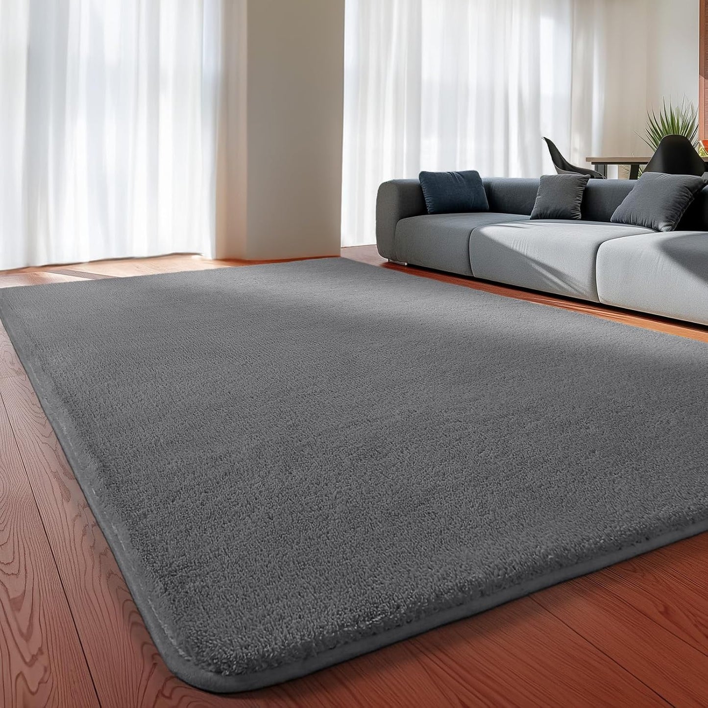 Shag Rug Extra Large Soft Fluffy Washable Area Rug Dark Grey