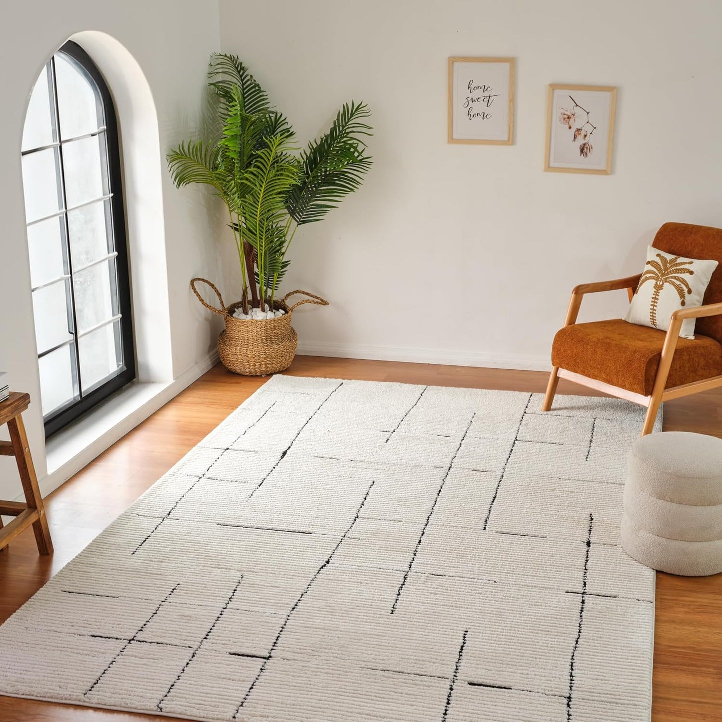 Boho Rug 4x6 High Quality Abstract White and Black Area Rug