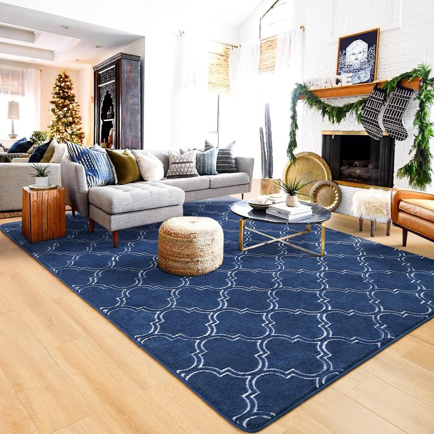 Navy Blue And White Area Rug