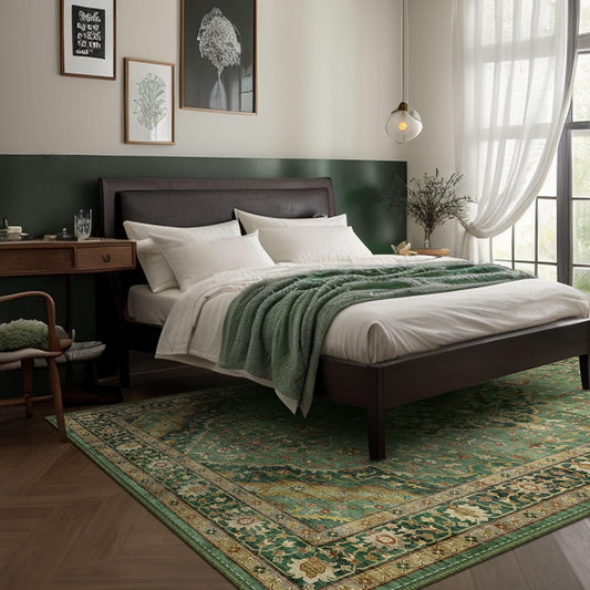 Turkish Rug Green Living Room Kitchen and Bedroom