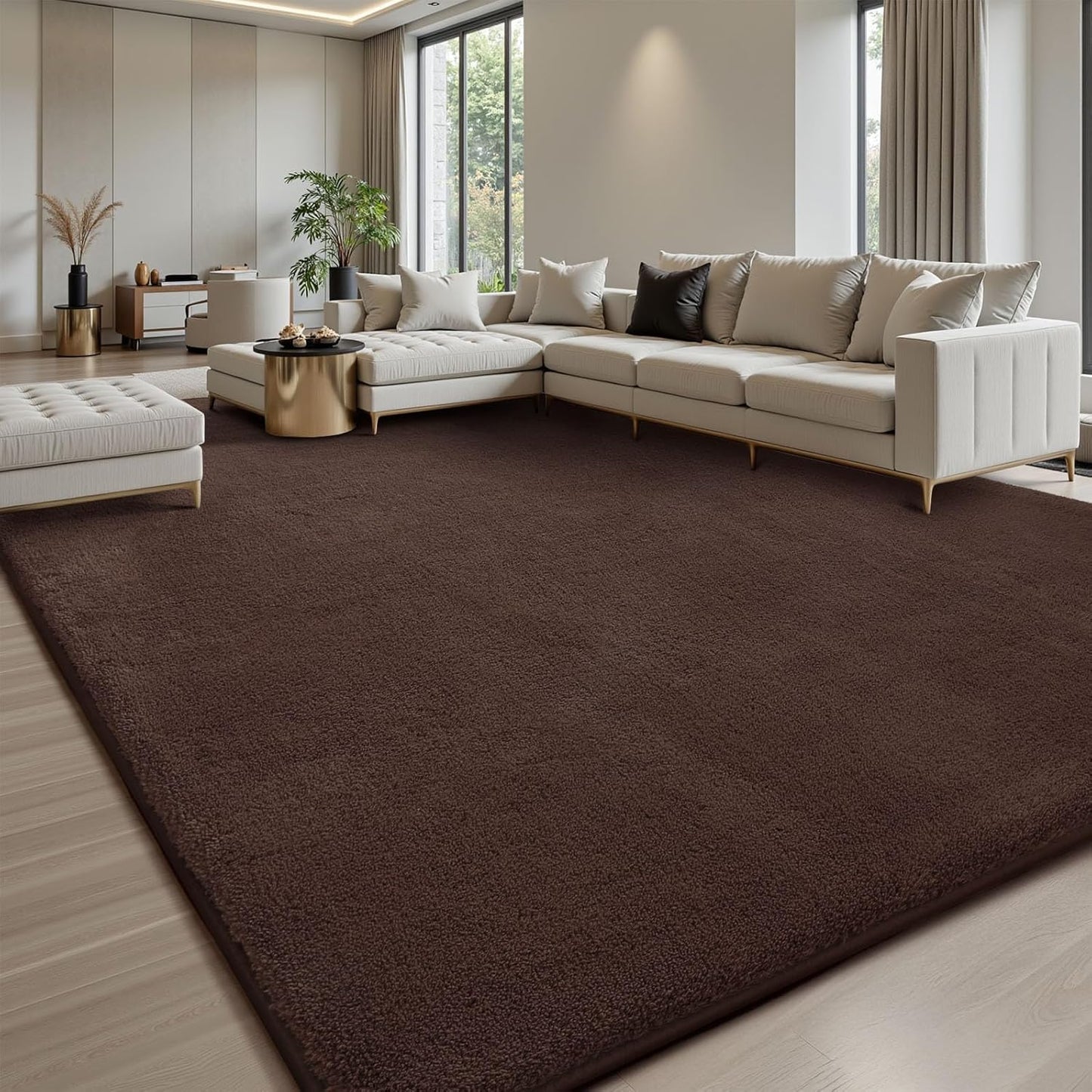 Shag Rug Extra Large Soft Fluffy Washable Area Rug Brown