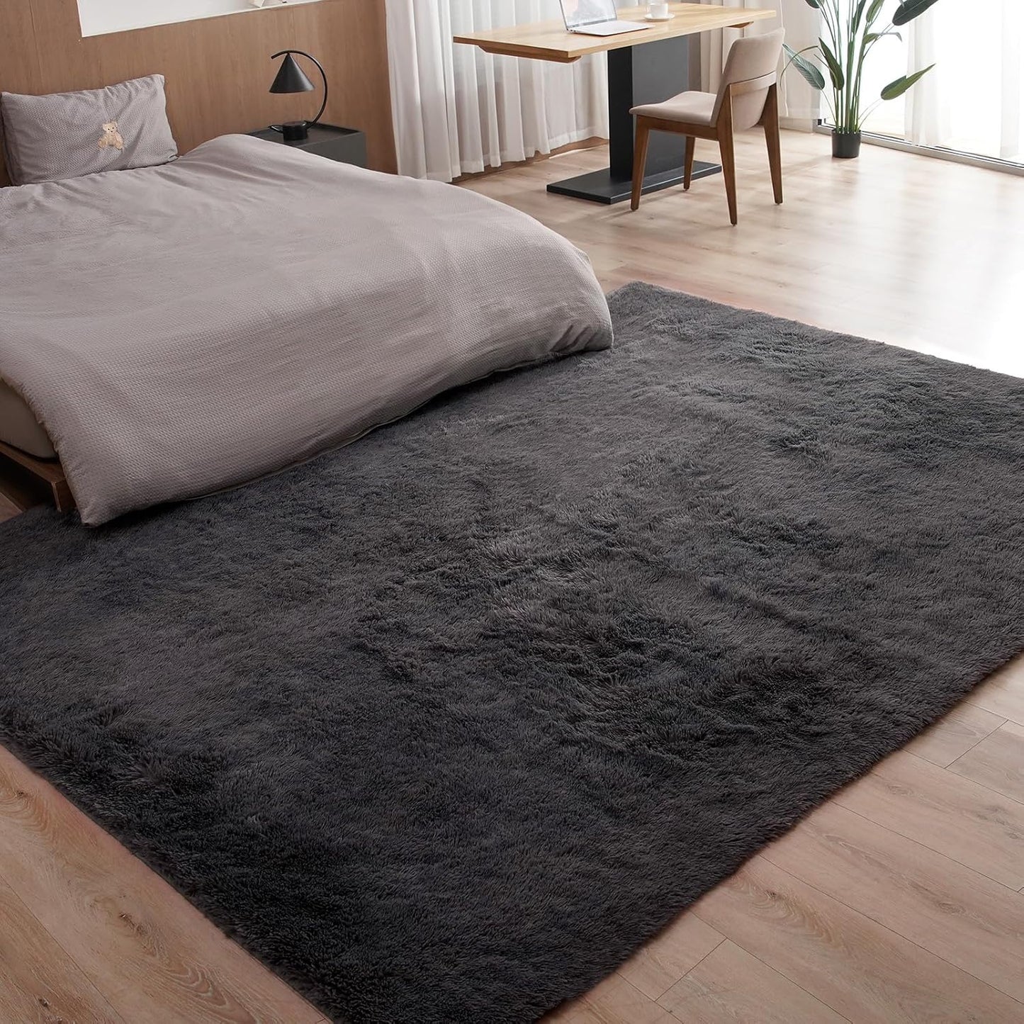 Shag Rug Extra Large Soft Fluffy Washable Area Rug Black