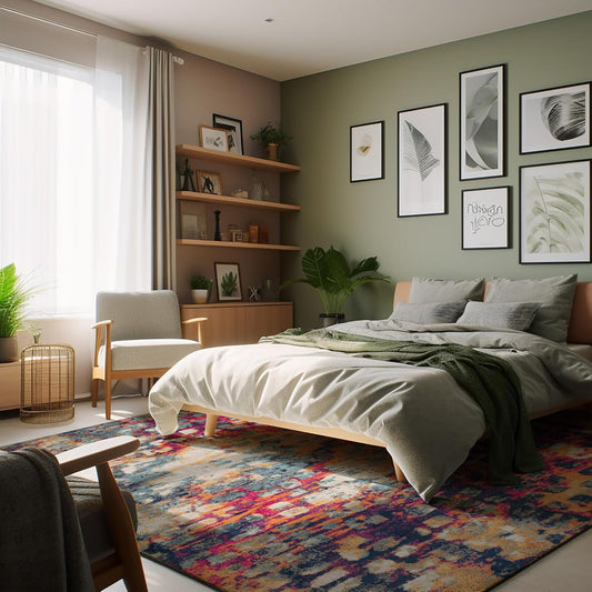 Modern Rug Grey Abstract Non Slip Modern Living Room Kitchen and Bedroom