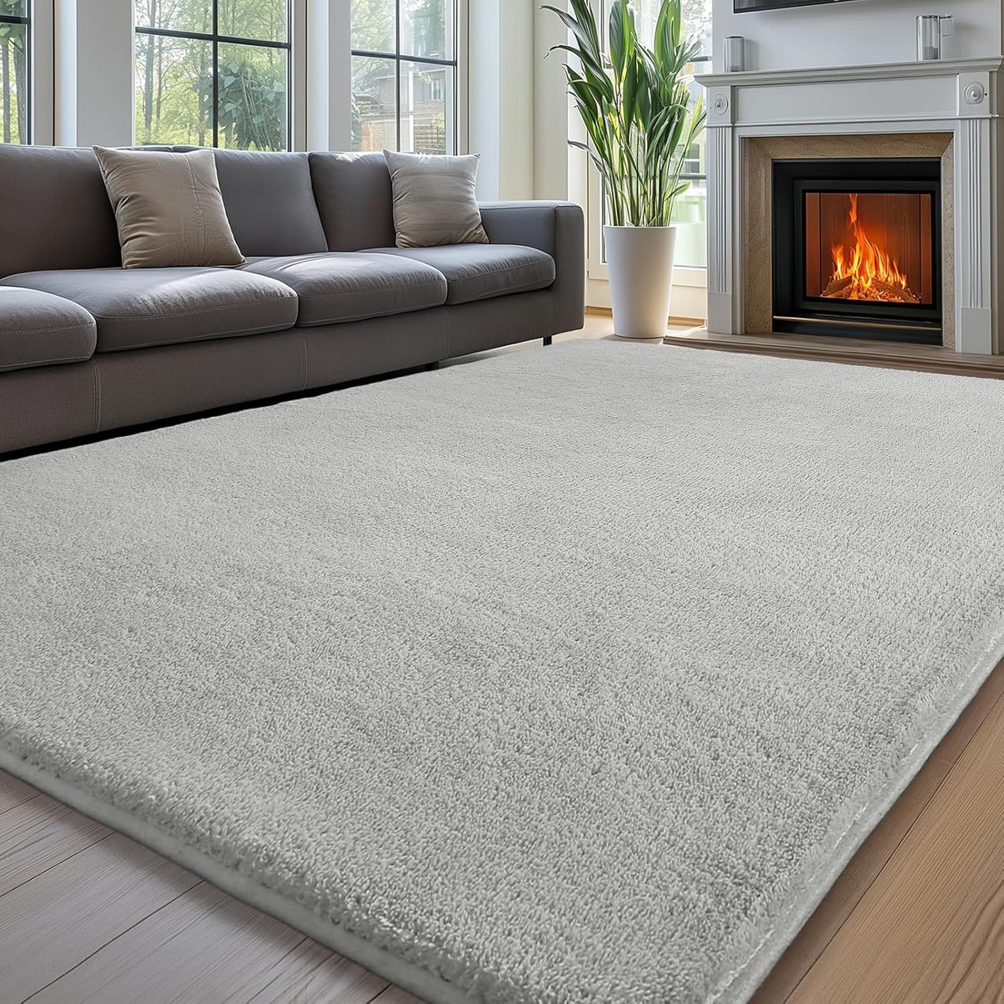 Shag Rug Extra Large Soft Fluffy Washable Area Rug Grey
