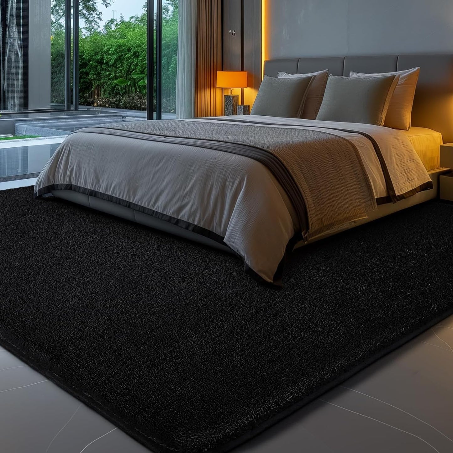 Shag Rug Extra Large Soft Fluffy Washable Area Rug Black