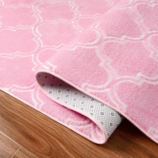 Pink And White Area Rug