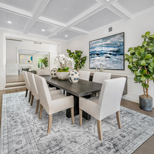 Modern Washable Rug Boho Non-Slip Grey Multicolor Area Rug