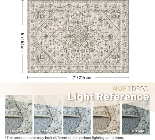 Boho Rug Beige Brown Non Slip Modern Living Room Kitchen and Bedroom