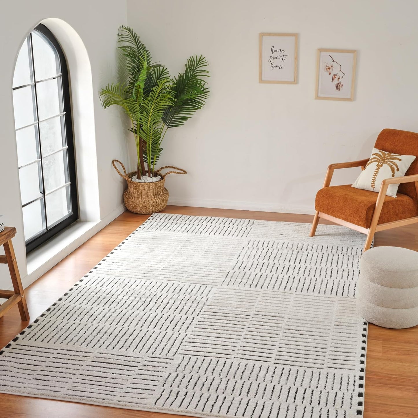 Boho Rug 4x6 High Quality Traditional White and Black Area Rug