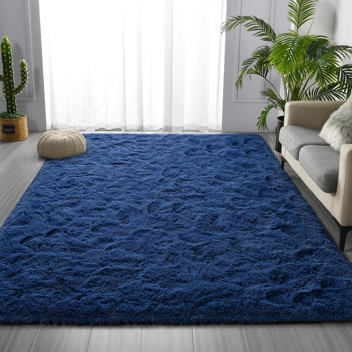 Area Rug Navy Blue Shag