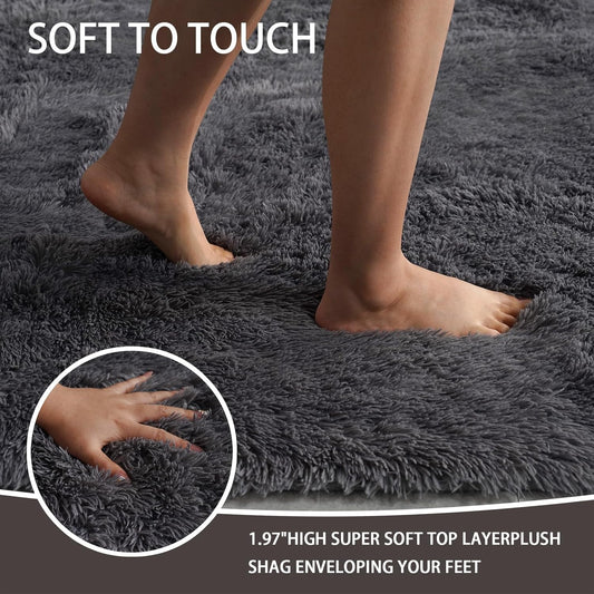 Shag Rug Extra Large Soft Fluffy Washable Area Rug Black