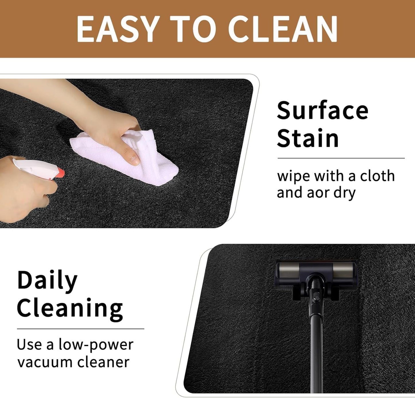 Shag Rug Extra Large Soft Fluffy Washable Area Rug Black