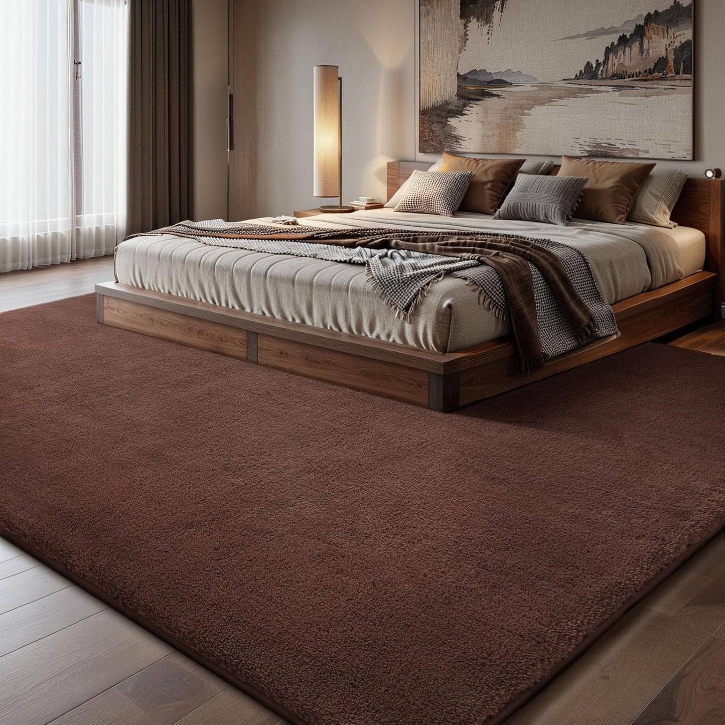 Shag Rug Extra Large Soft Fluffy Washable Area Rug Brown