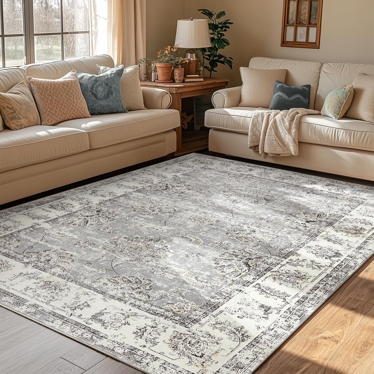 Vintage Grey Rug Living Room Kitchen and Bedroom