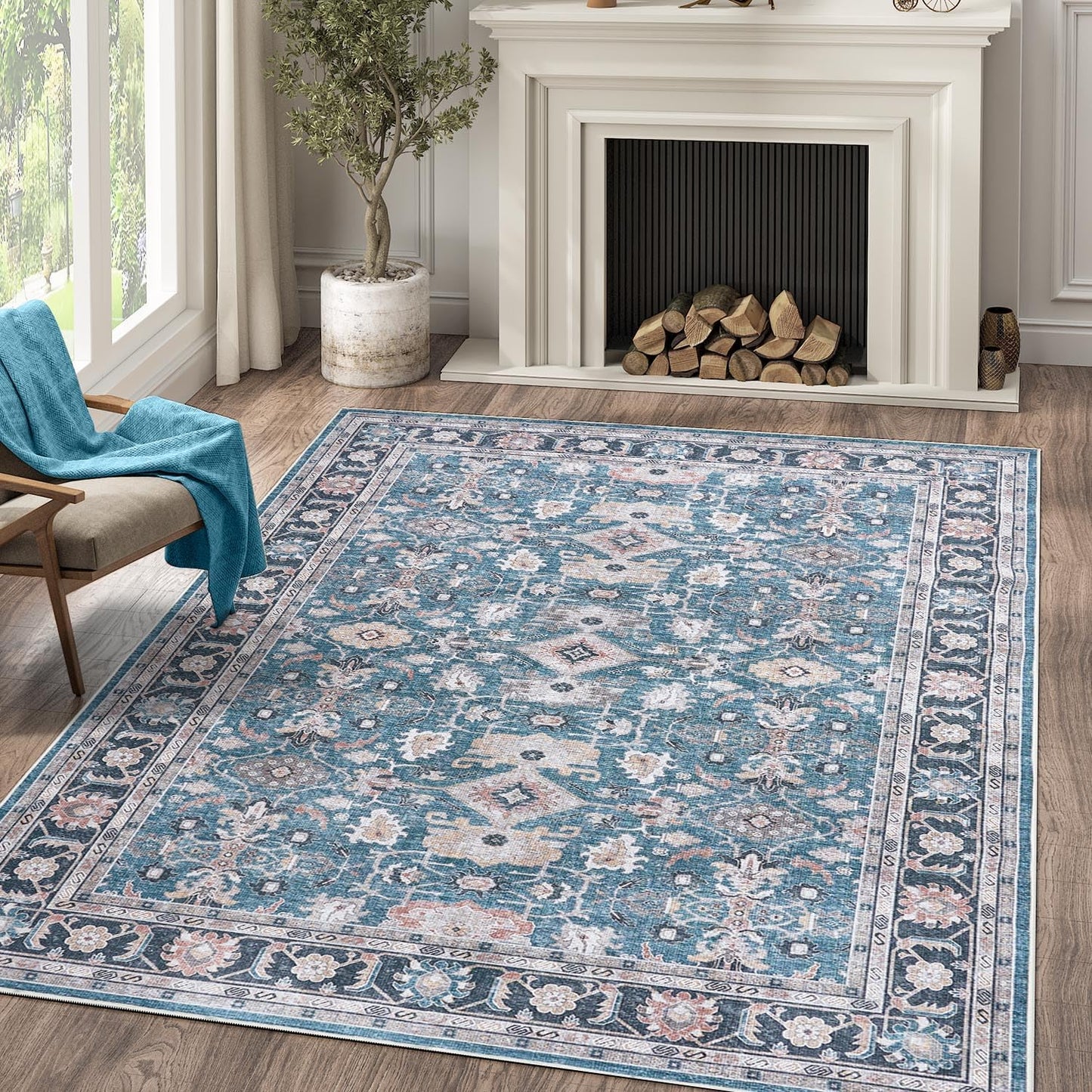 Vintage Blue Rug Living Room and Bedroom