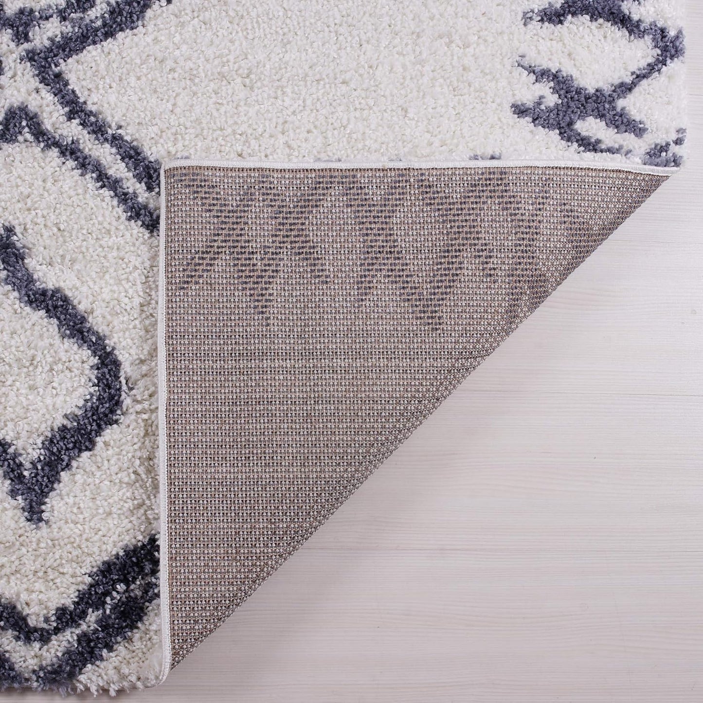 Shag Rug Boho 4x6 White and Grey Area Carpet