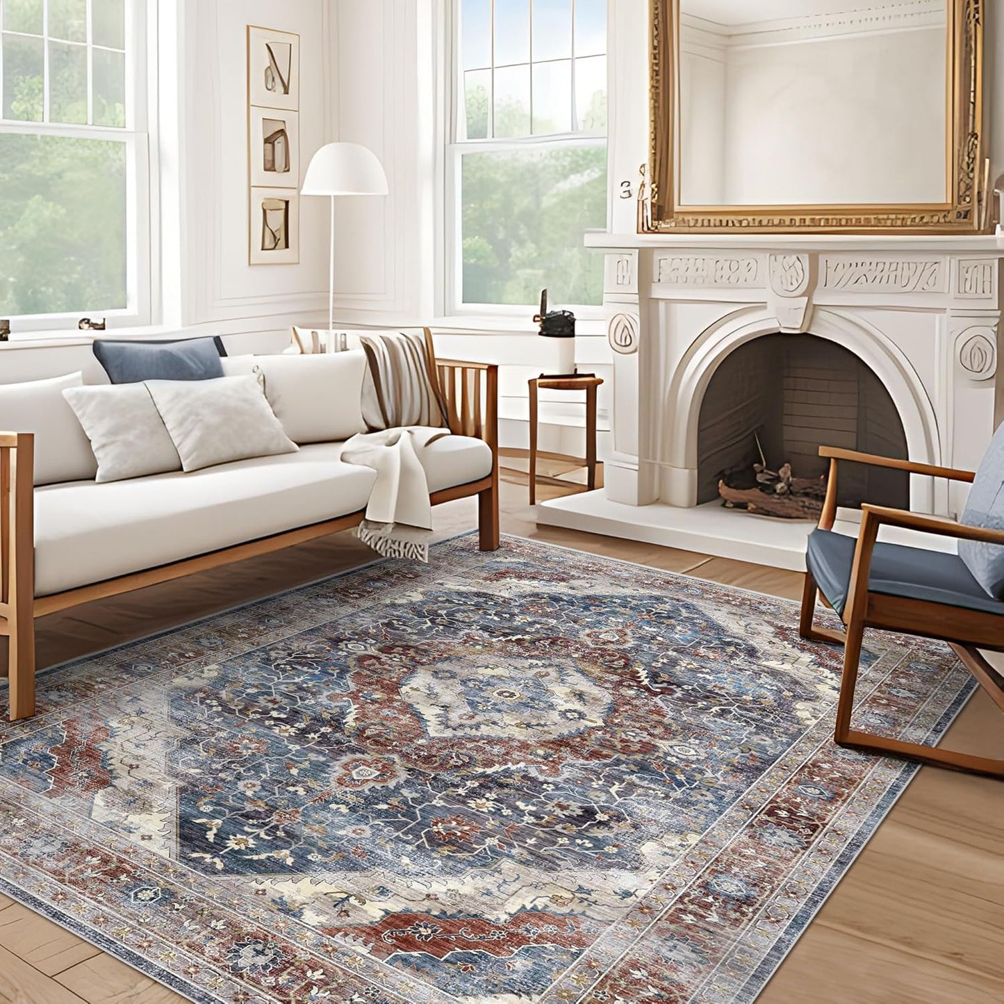 Turkish Blue Brown Living Room Kitchen and Bedroom