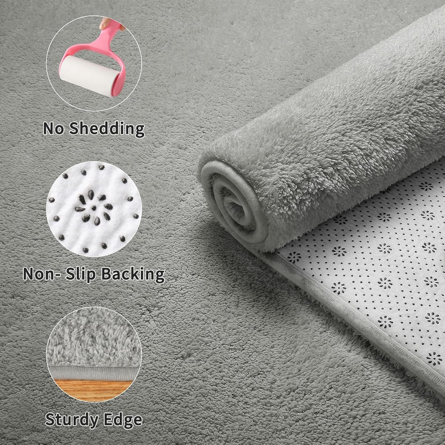 Shag Rug Extra Large Soft Fluffy Washable Area Rug Grey