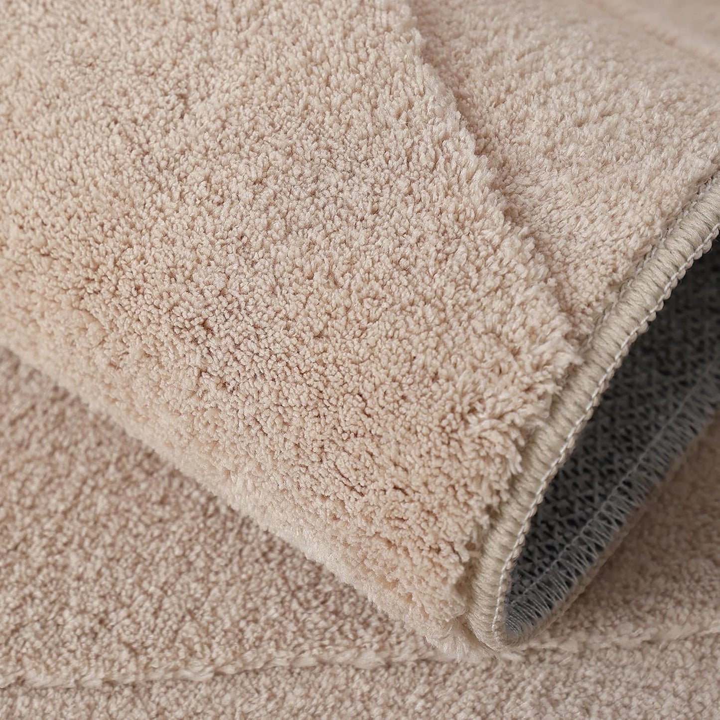 High Low Faux Fur Shag Rug Beige Boho Wavy Pattern Living Room & Bedroom Rug -