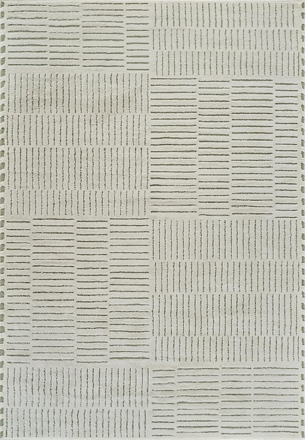 Boho Rug 4x6 High Quality Traditional White and Green Area Rug