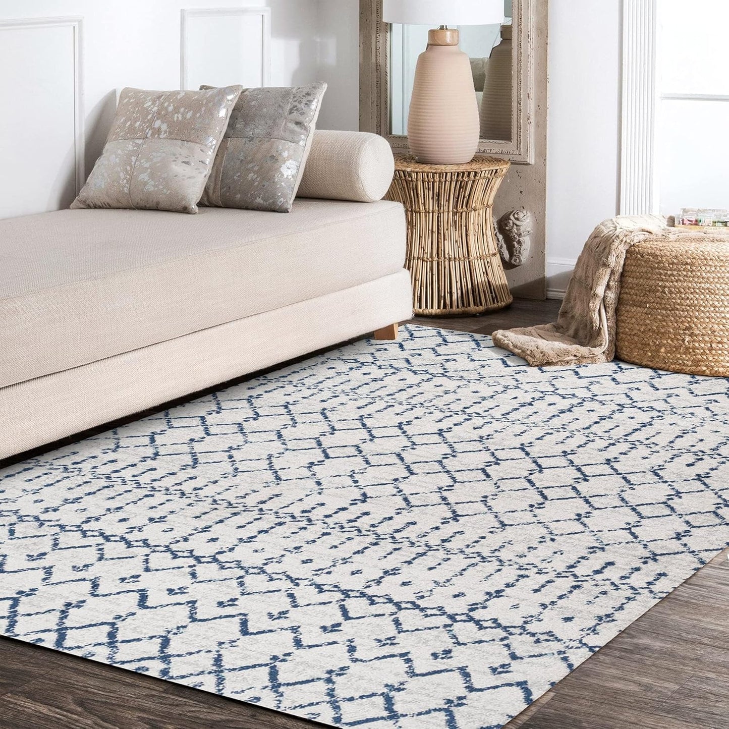 Bohemian Rug Classic 4x6 White and Blue Area Carpet