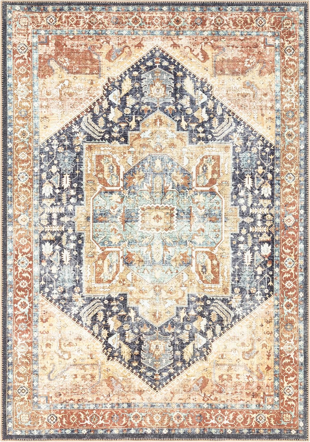 Turkish Beige Blue Living Room Kitchen and Bedroom