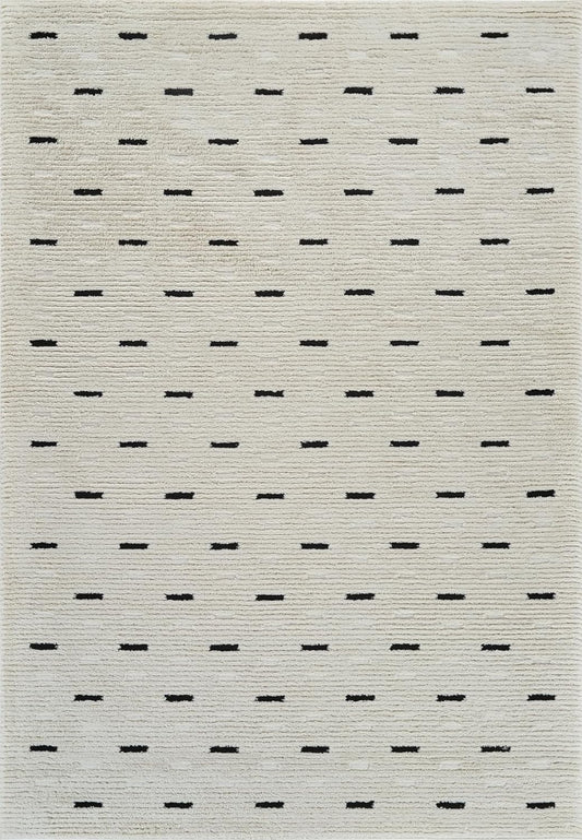 Boho Rug 4x6 High Quality Dashes White and Black Area Rug