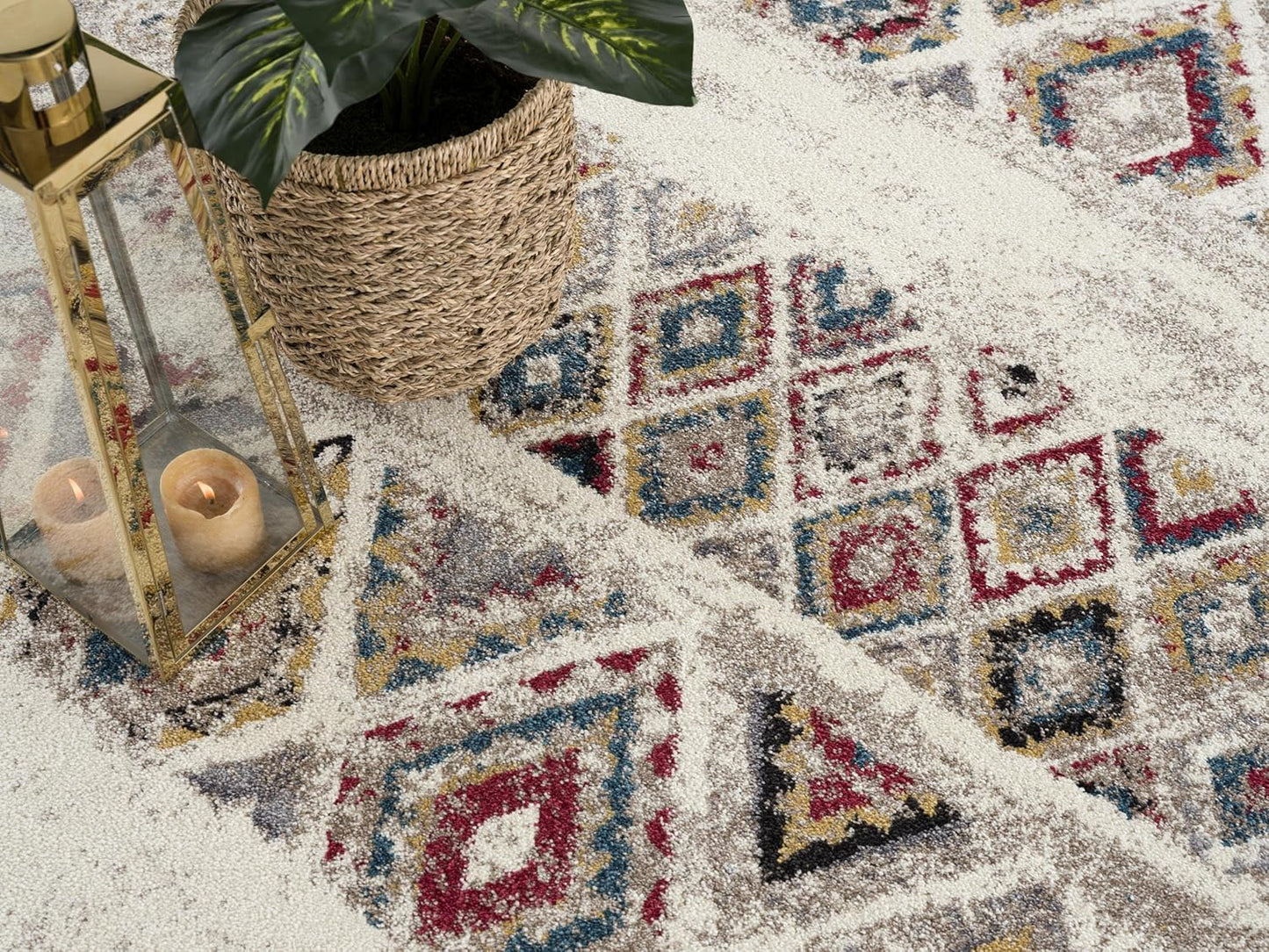 Modern Abstract Rug 4x6 Beige Cream Boho Modern Living Room Kitchen and Bedroom Area Rug