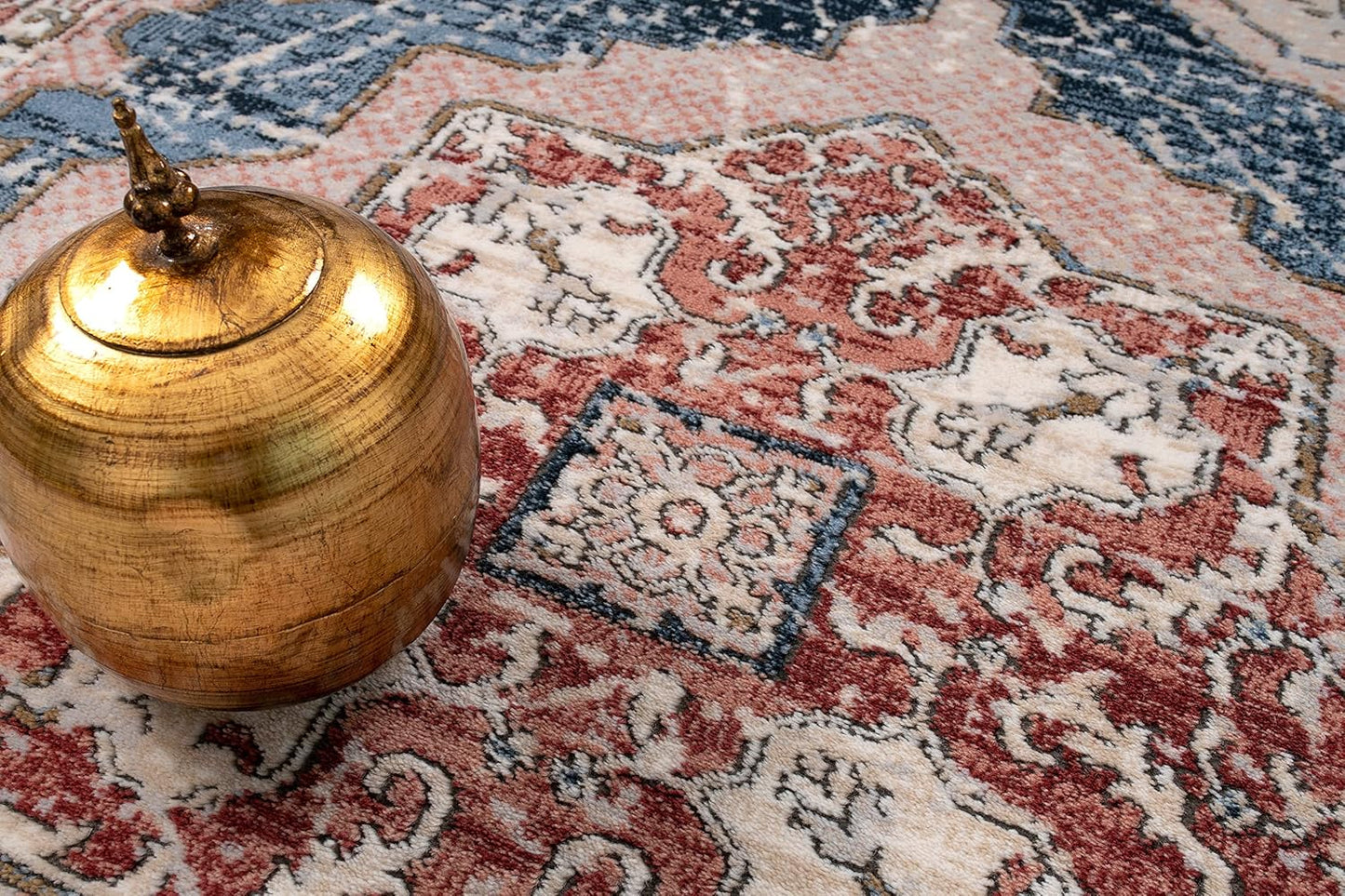 Persian Rug Traditional Patterned Red and Blue Multicolor Area Rug