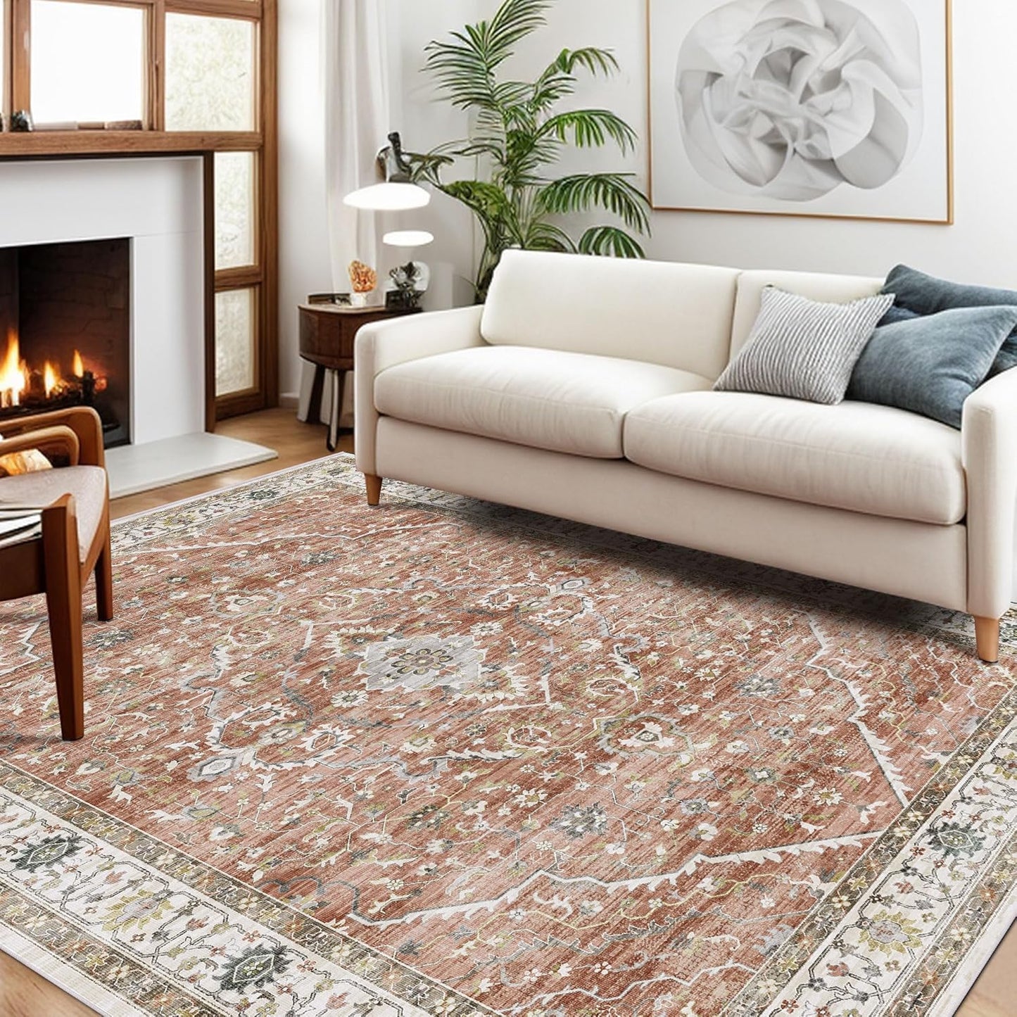 Turkish Rug Red Living Room Kitchen and Bedroom