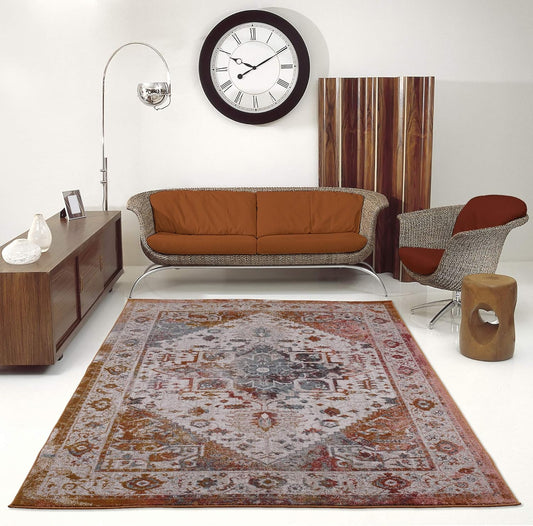 Joy Rug Collection Area Rug 5x7 Rustic Patterned Brown Beige Area Carpet